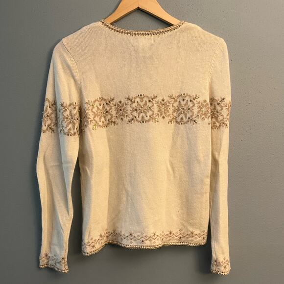 Talbots Beaded Snowflake Sweater - Picture 2 of 4